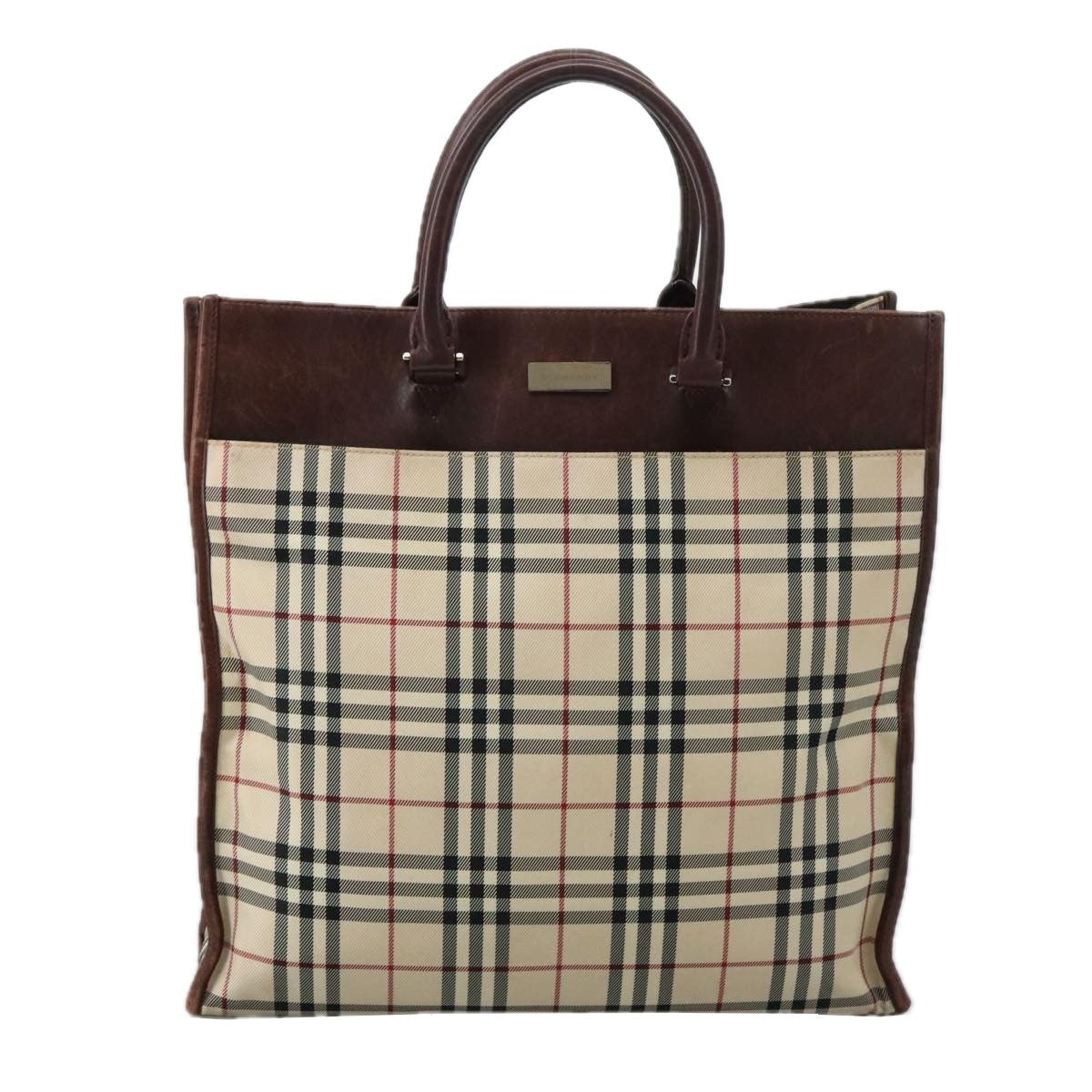Burberry Nova Check Tote Canvas And Leather Beige Canvas Tote Bag
