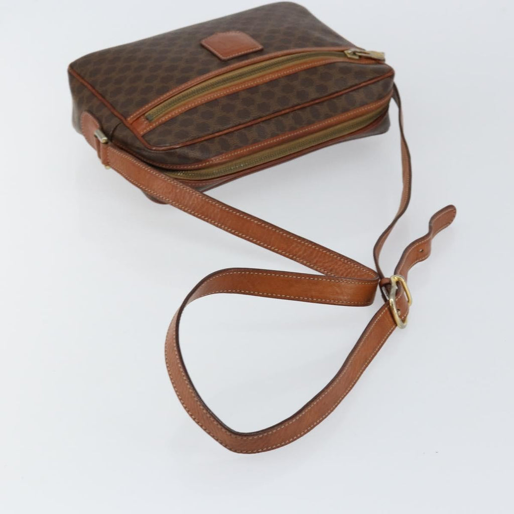 Celine Vintage Macadam Shoulder Bag Canvas And Leather Brown Canvas Shoulder Bag Bag