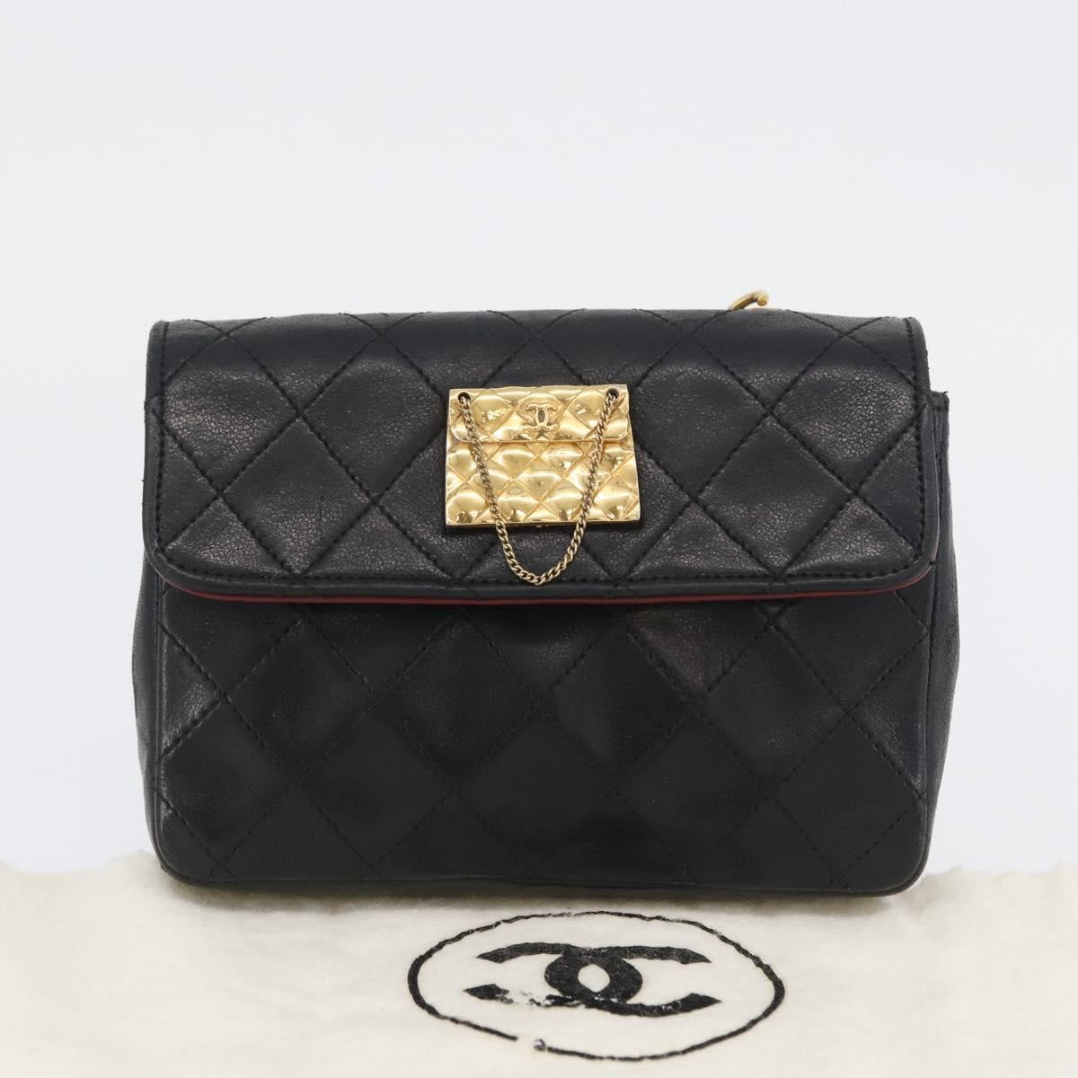 Chanel Vintage Square Cc Flap Bag Quilted Lambskin Black Leather Shoulder Bag Bag