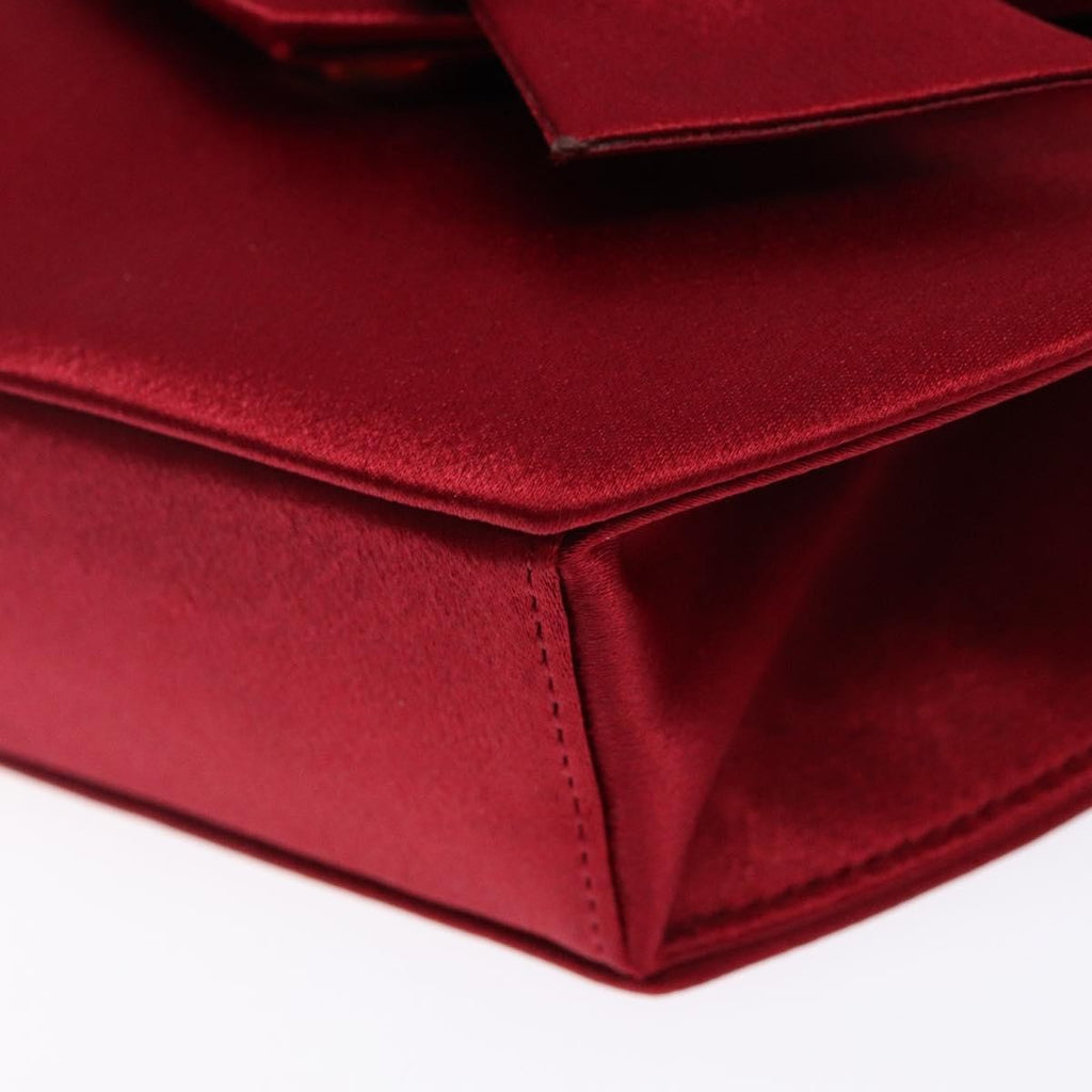 Saint Laurent Vintage Flap Crossbody Bag Silk Red Satin Clutche & Pouche Bag (Pre-Owned)