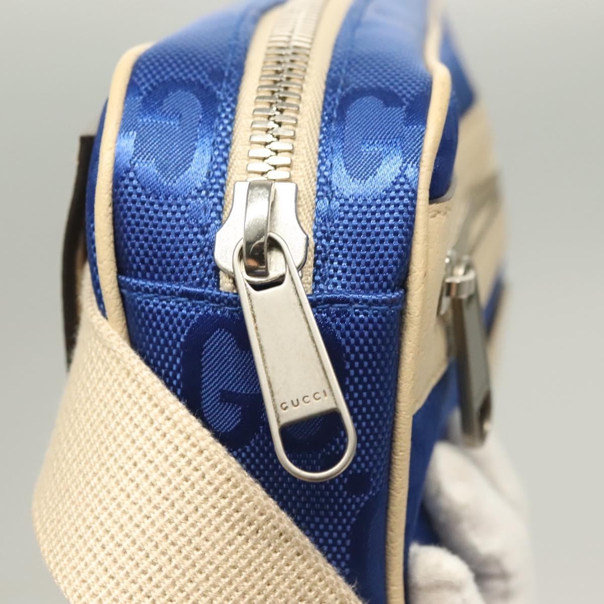 Gucci Off The Grid Belt Bag Gg Econyl Blue Canvas Shoulder Bag Bag (Pre-Owned)