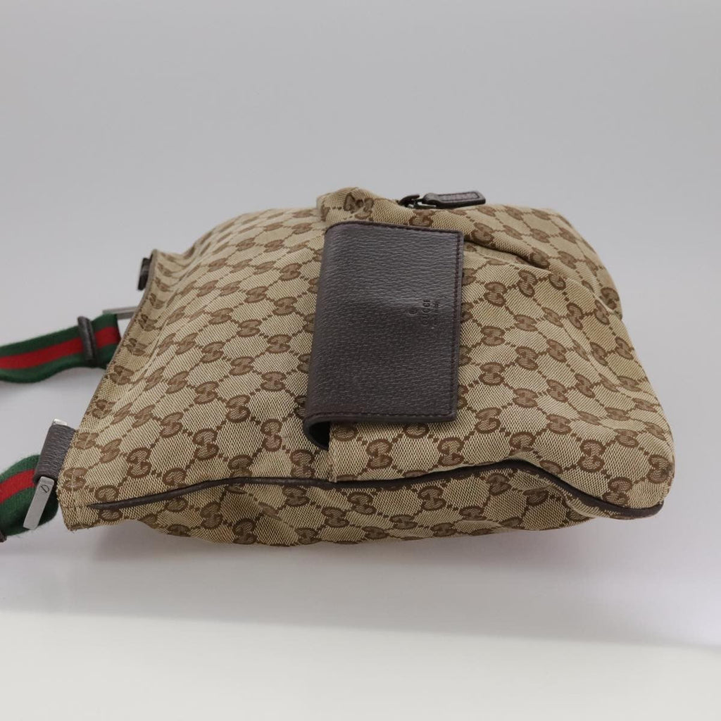 Gucci Double Pocket Web Messenger Gg Canvas Brown Canvas Shoulder Bag Bag (Pre-Owned)
