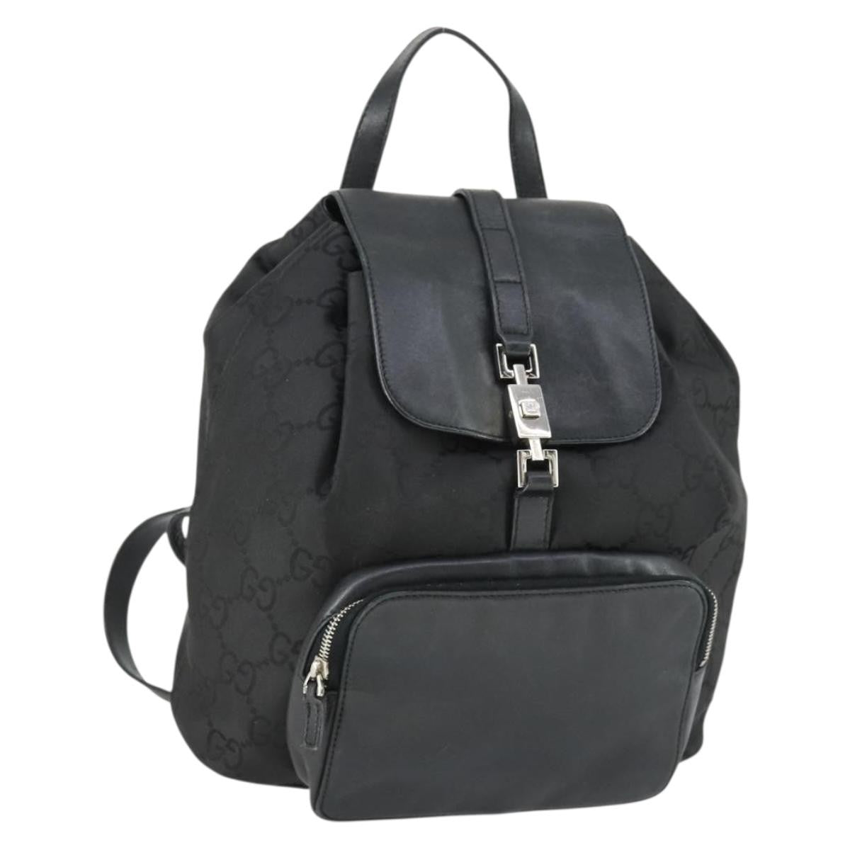 Gucci Vintage Jackie Backpack Gg Canvas Black Canvas Backpack Bag (Pre-Owned)