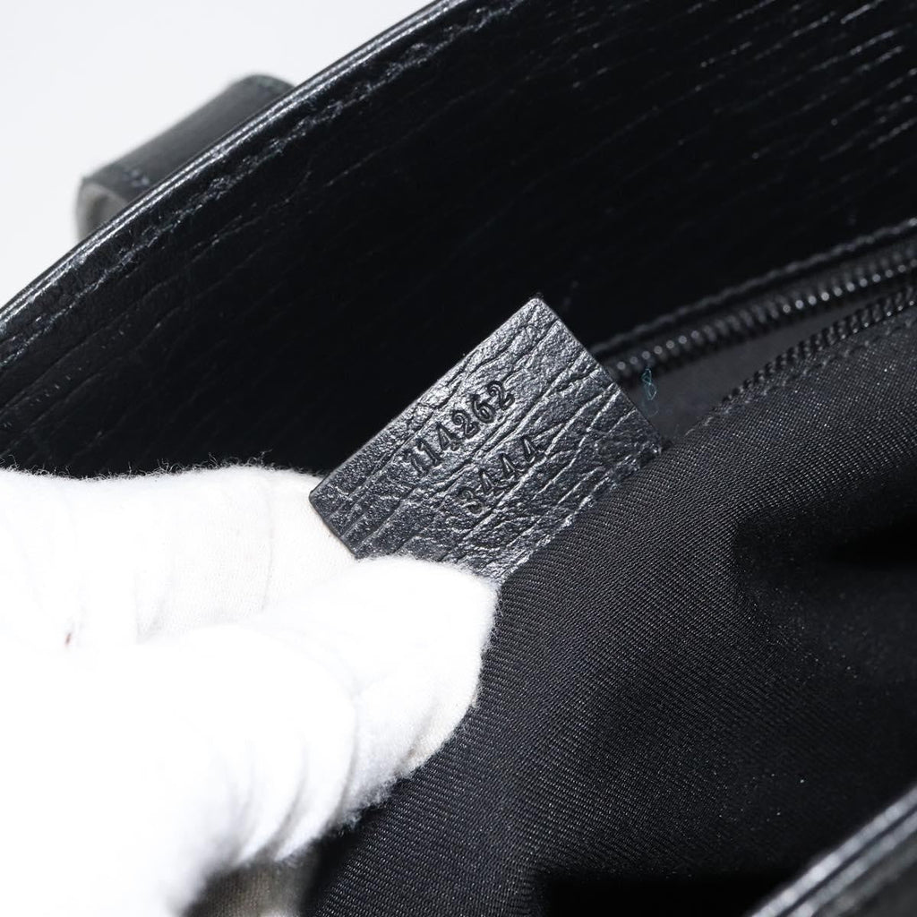Gucci Vintage Handbag Leather Black Leather Handbag (Pre-Owned)