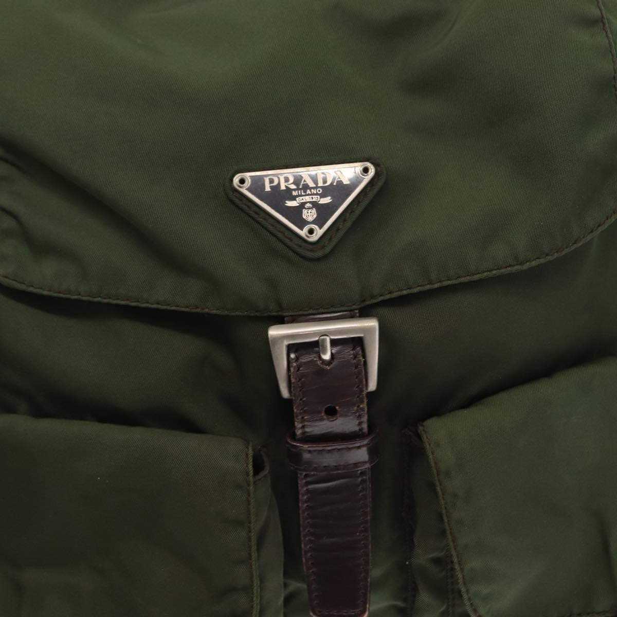Prada Double Front Pocket Backpack Tessuto Khaki Nylon Backpack Bag