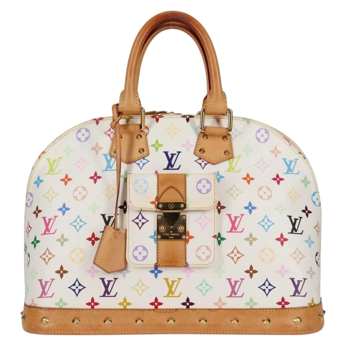 Louis Vuitton Alma Handbag Monogram Multicolor White Canvas Bag