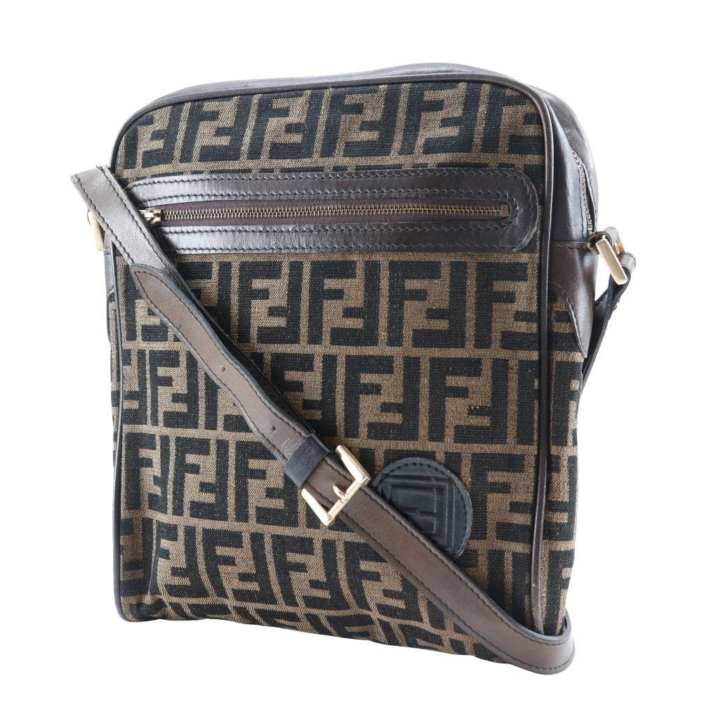 Fendi Logo Zucca Shoulder Bag Zucca Brown Canvas Shoulder Bag Bag
