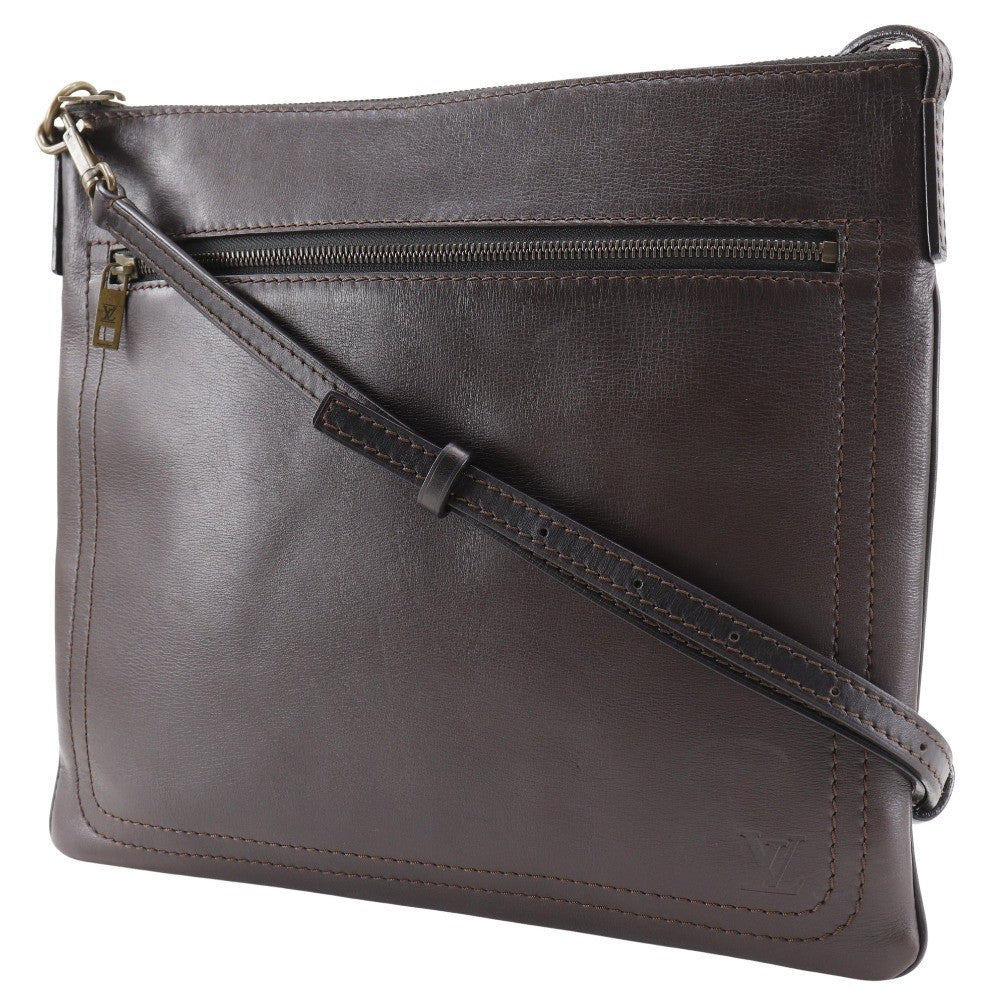Louis Vuitton Sac Plat Crossbody Bag Utah Leather Brown Leather Shoulder Bag