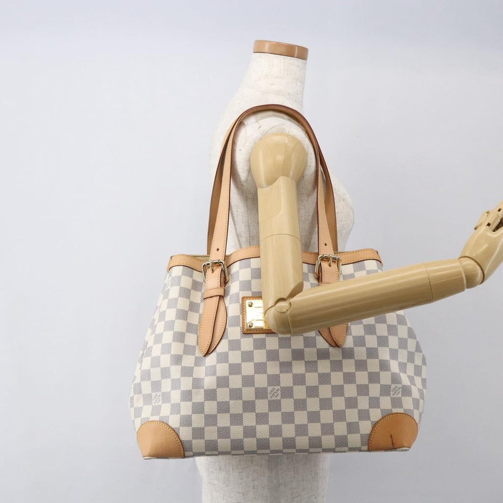 Louis Vuitton Hampstead Handbag Damier White Canvas Tote Bag