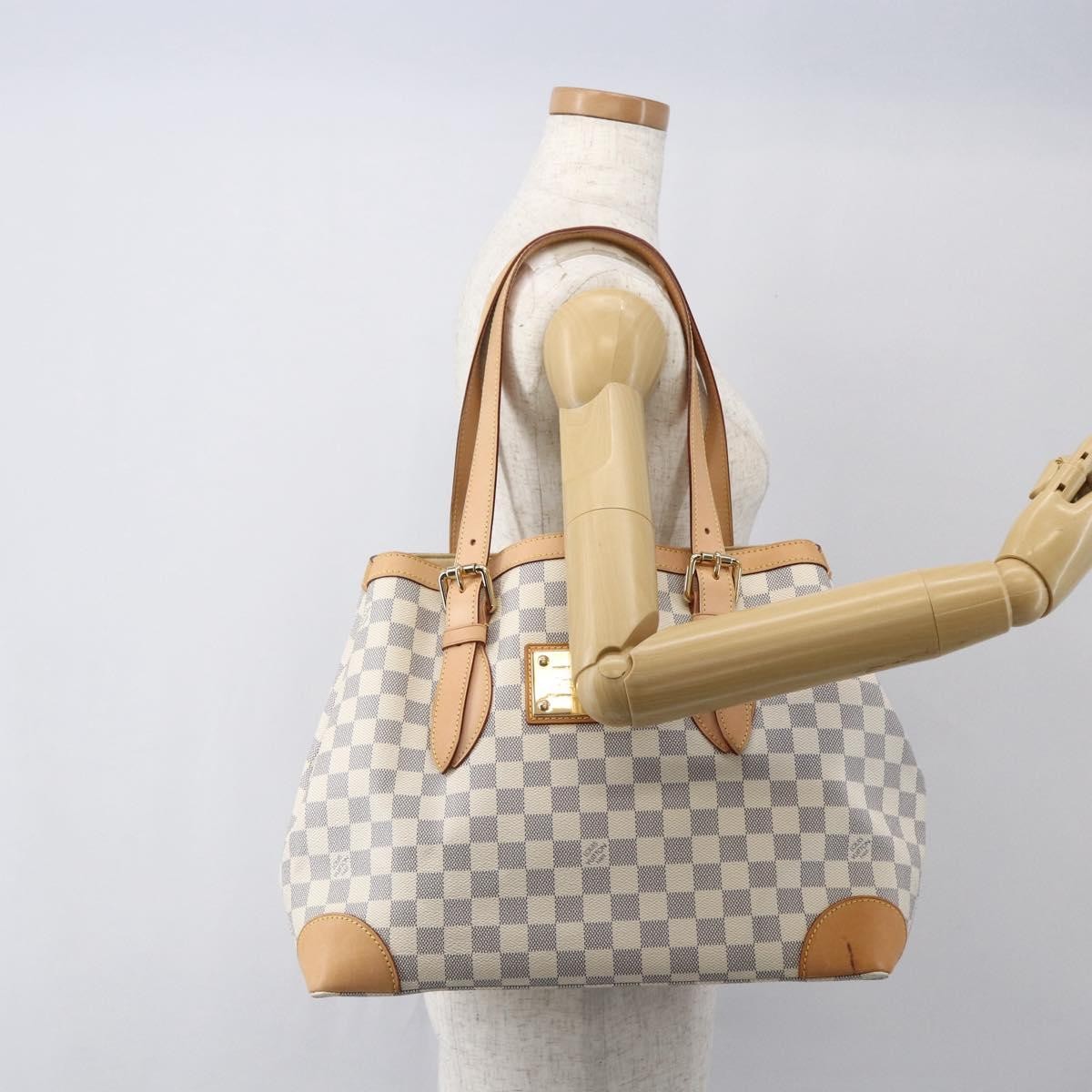 Louis Vuitton Hampstead Handbag Damier White Canvas Tote Bag