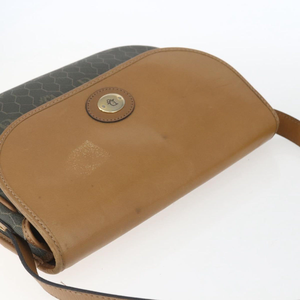 Christian Dior Vintage Honeycomb Flap Crossbody Bag Canvas And Leather Khaki Canvas Shoulder Bag Bag (Pre-Owned)