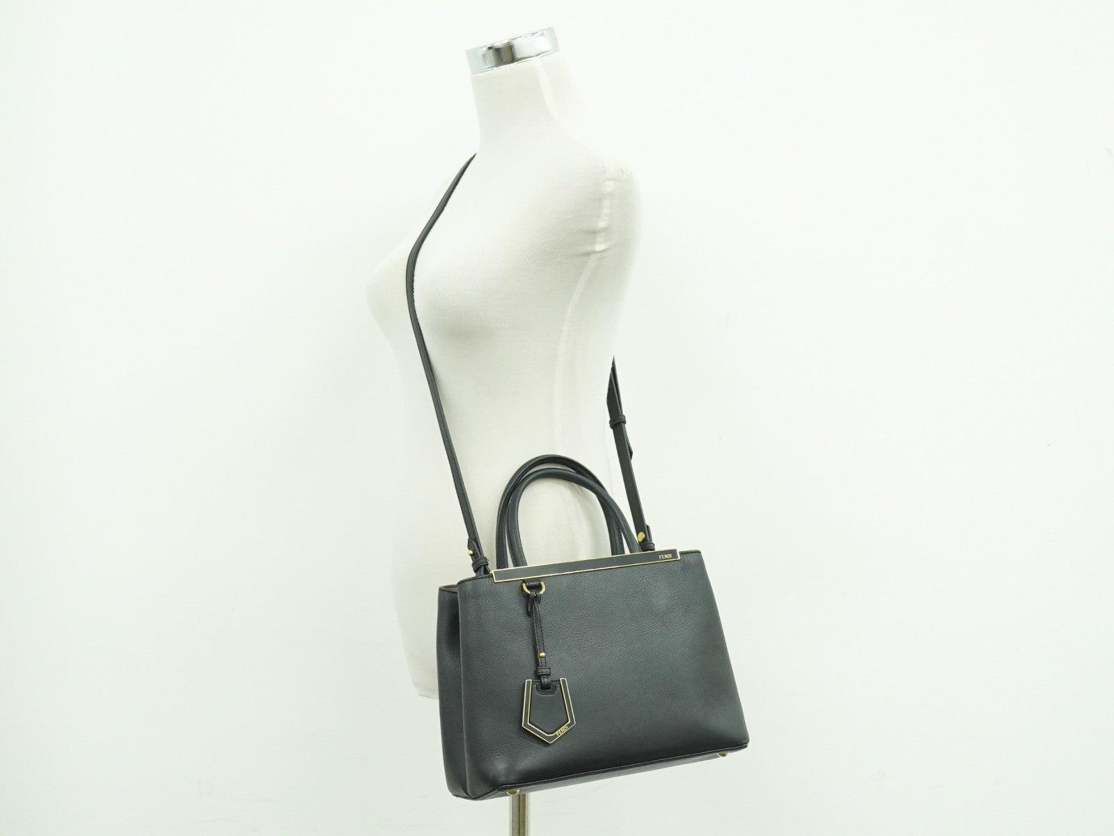 Fendi 2Jours Bag Leather Black Leather Handbag