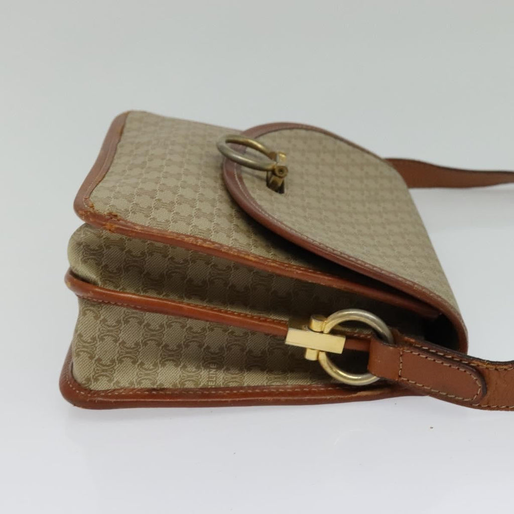 Celine Macadam Shoulder Bag Pvc Leather Beige Canvas Bag