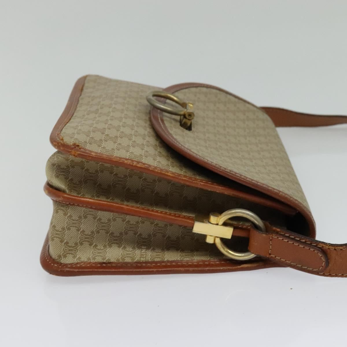 Celine Macadam Shoulder Bag Pvc Leather Beige Canvas Bag