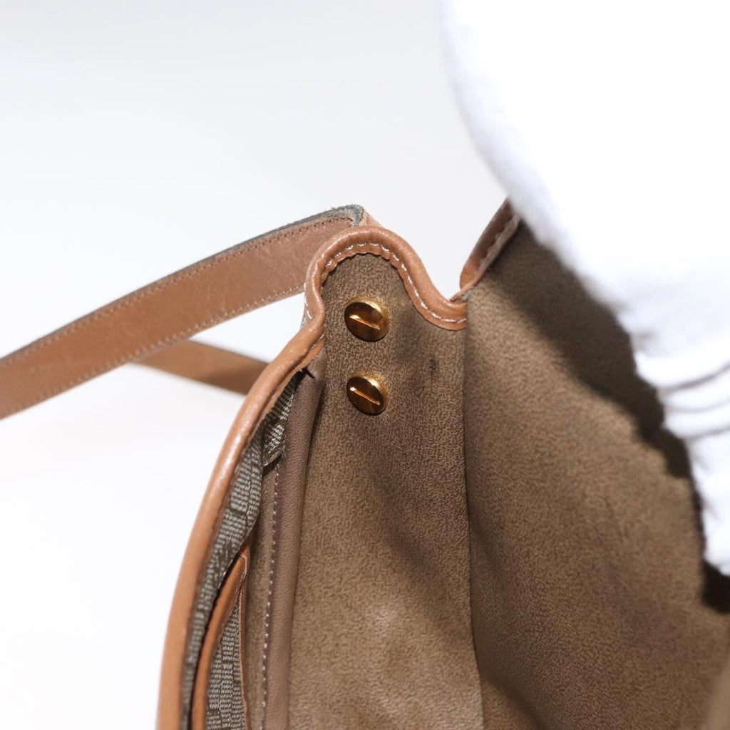 Christian Dior Vintage Honeycomb Shoulder Bag Canvas And Leather Beige Canvas Shoulder Bag Bag (Pre-Owned)