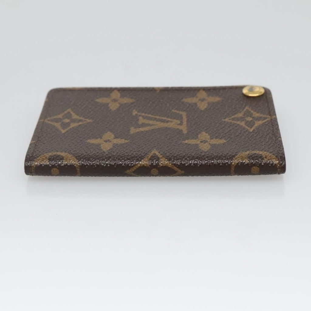 Louis Vuitton Porte Cartes Pression Card Case Monogram Canvas Brown Canvas Card Holders Accessory