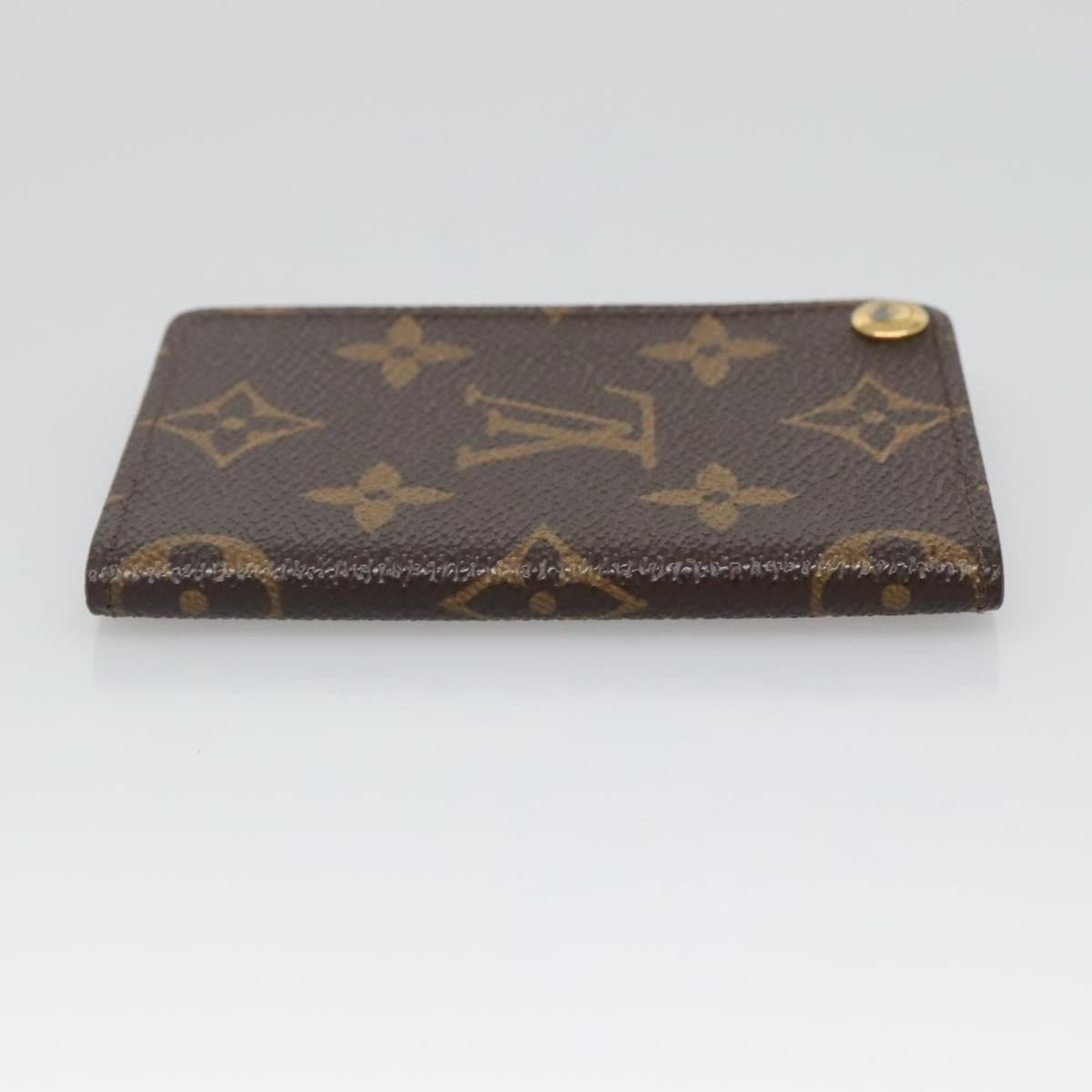 Louis Vuitton Porte Cartes Pression Card Case Monogram Canvas Brown Canvas Card Holders Accessory