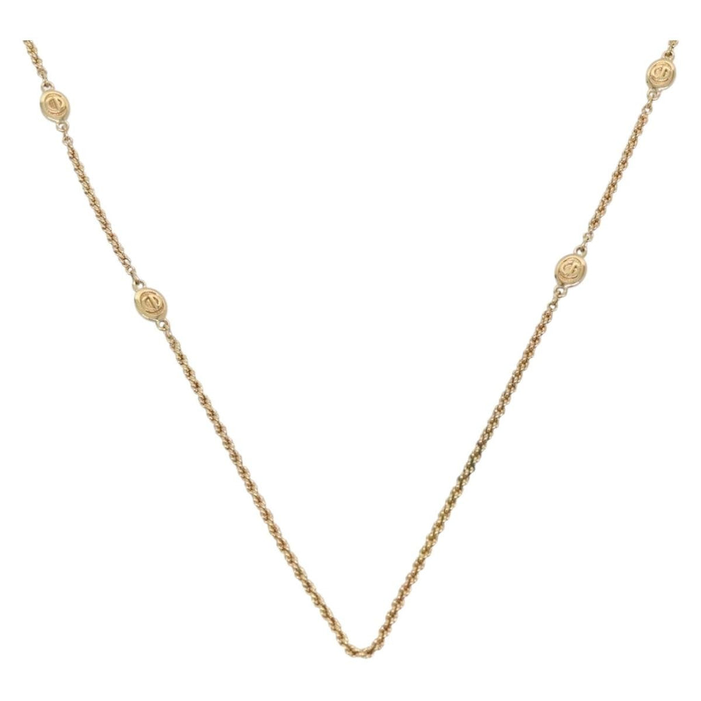 Christian Dior Cd Round Pendant Necklace Metal Gold Metal Necklace Jewelry (Pre-Owned)