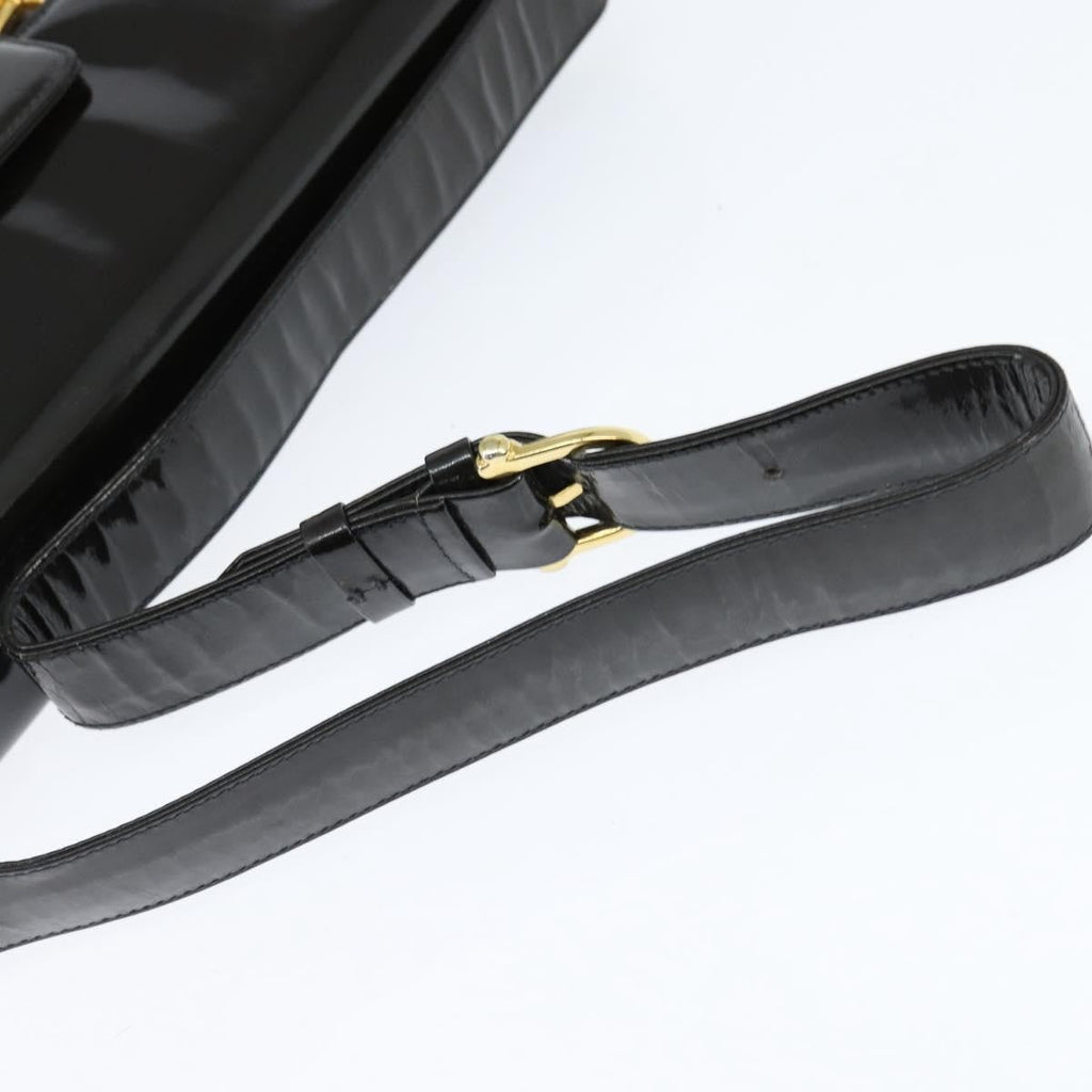 Celine Vintage Carriage Flap Clutch Leather Black Patent_Leather Shoulder Bag Bag