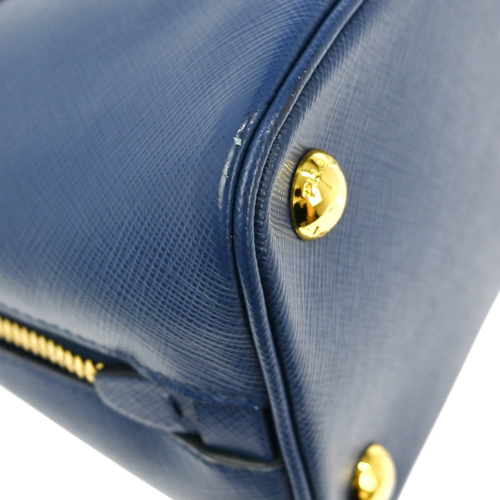 Prada Promenade Bag Saffiano Leather Blue Leather Handbag