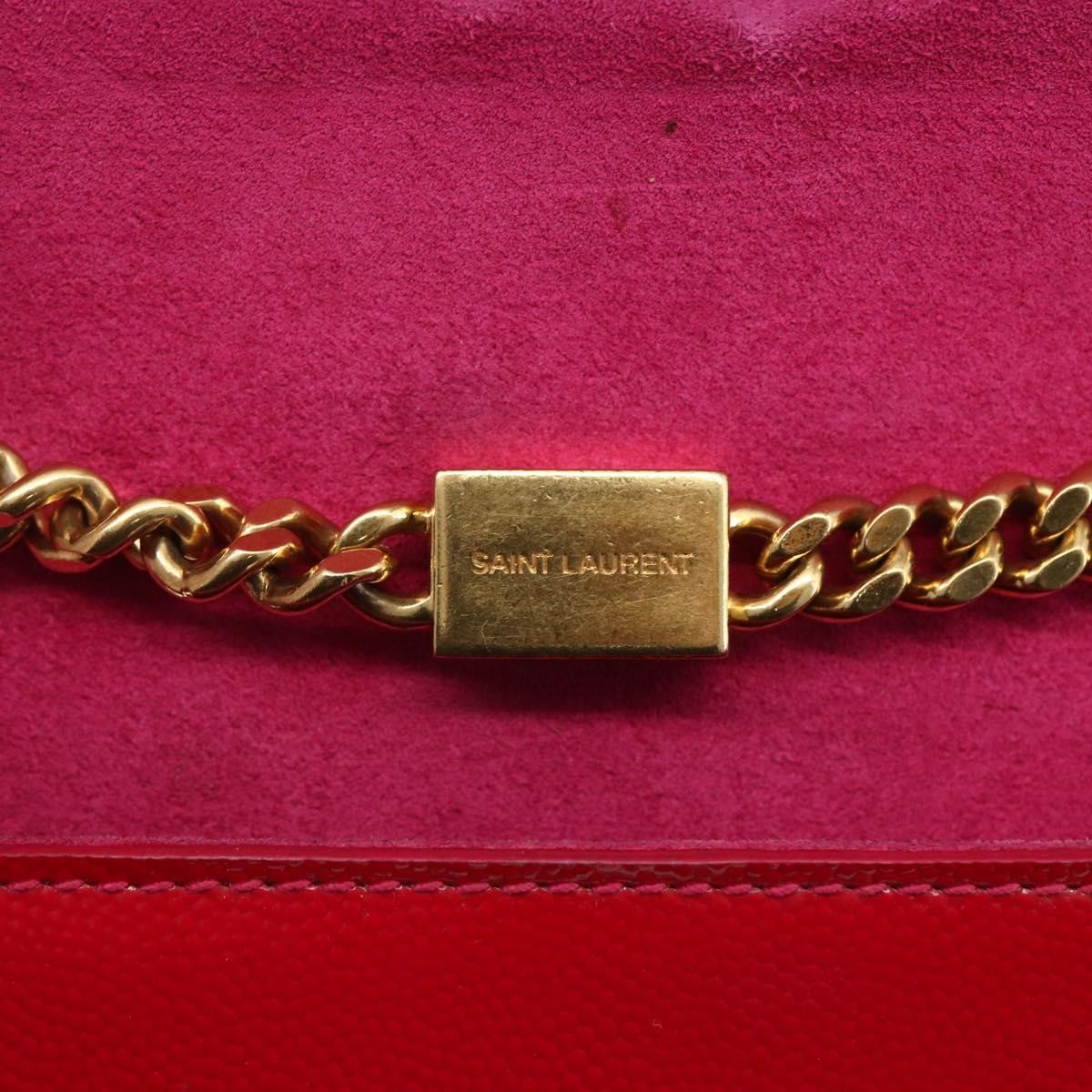 Saint Laurent Classic Monogram Crossbody Bag Grainy Leather Red Leather Clutche & Pouche Bag (Pre-Owned)
