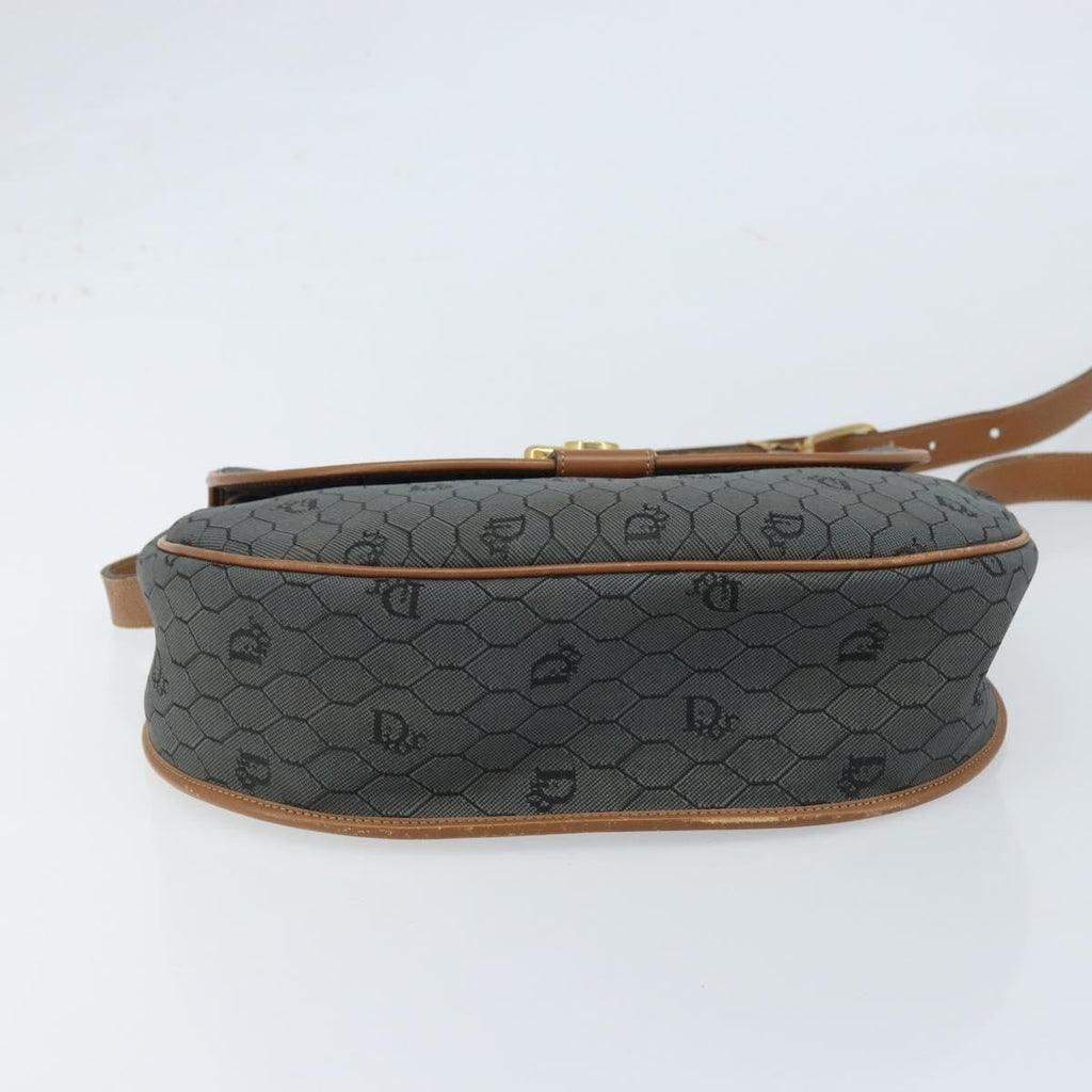 Christian Dior Vintage Honeycomb Flap Crossbody Bag Canvas And Leather Black Canvas Shoulder Bag Bag (Pre-Owned)