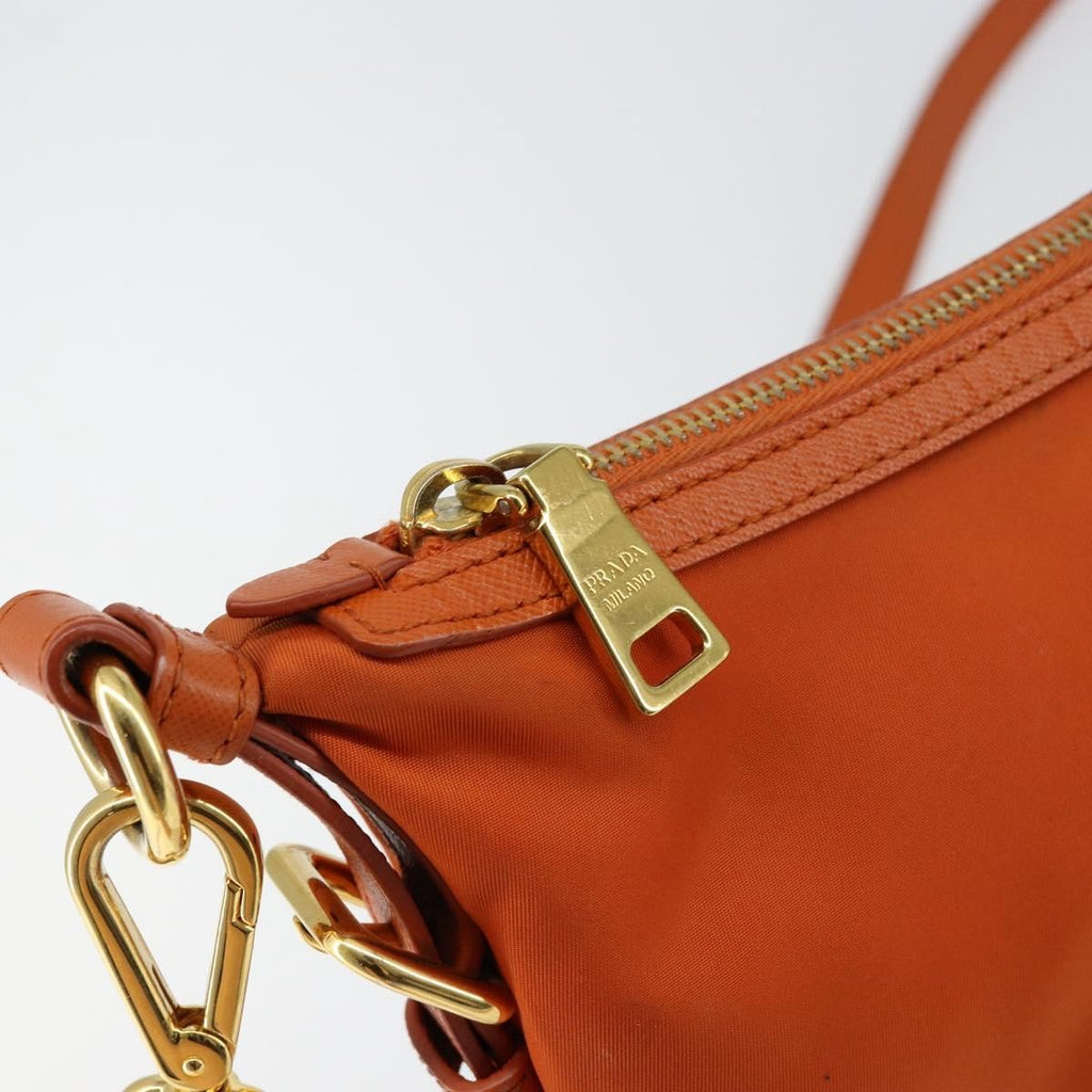 Prada Flat Messenger Tessuto With Leather Orange Nylon Shoulder Bag Bag