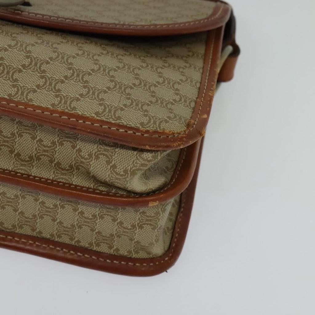 Celine Macadam Shoulder Bag Pvc Leather Beige Canvas Bag
