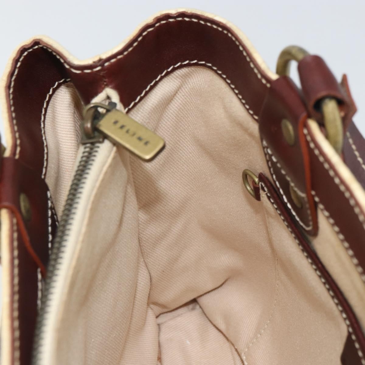 Celine Vintage Macadam Handbag Canvas And Leather Beige Canvas Handbag