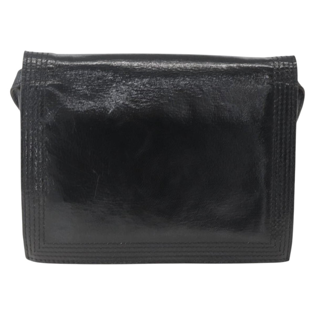 Saint Laurent Vintage Shoulder Bag Leather Black Leather Shoulder Bag Bag (Pre-Owned)