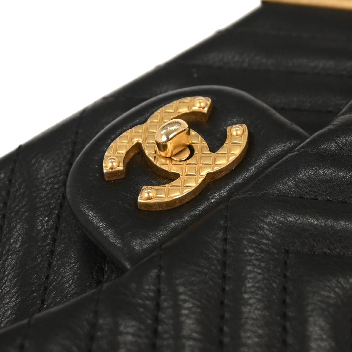 Chanel Rock The Corner Flap Bag Chevron Leather Black Leather Shoulder Bag Bag