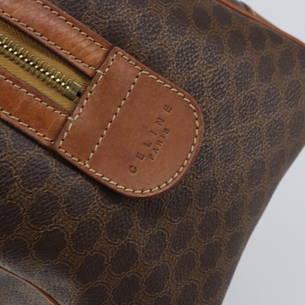 Celine Vintage Macadam Boston Bag Canvas Brown Canvas Handbag