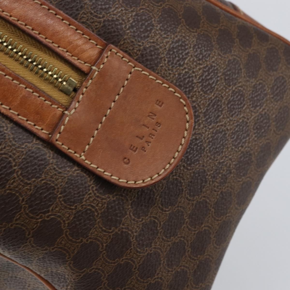 Celine Vintage Macadam Boston Bag Canvas Brown Canvas Handbag