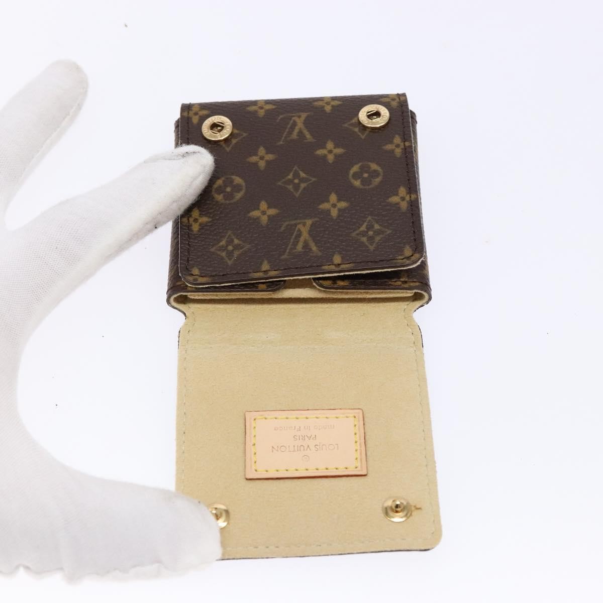 Louis Vuitton Case Jewelry Box Canvas Brown Canvas Wallets Accessory