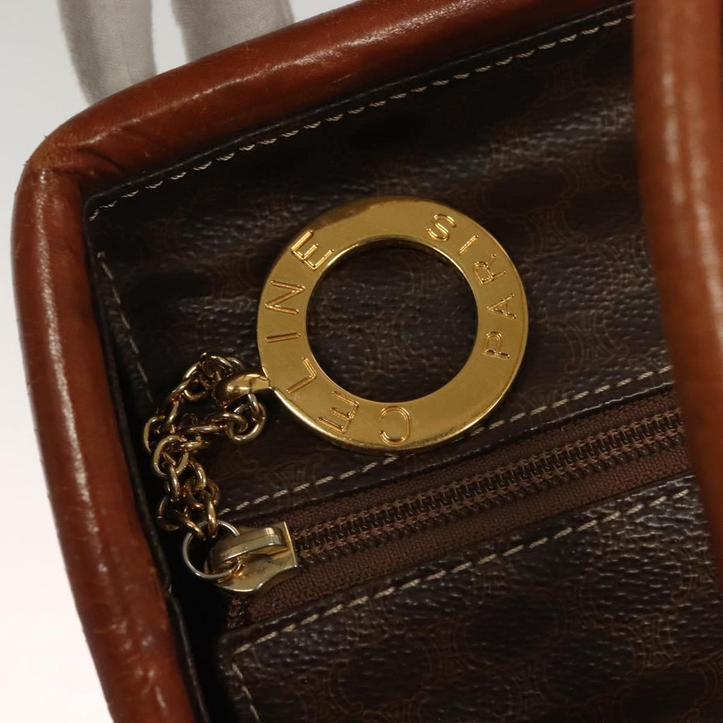 Celine Macadam Handbag Macadam With Leather Brown Canvas Handbag