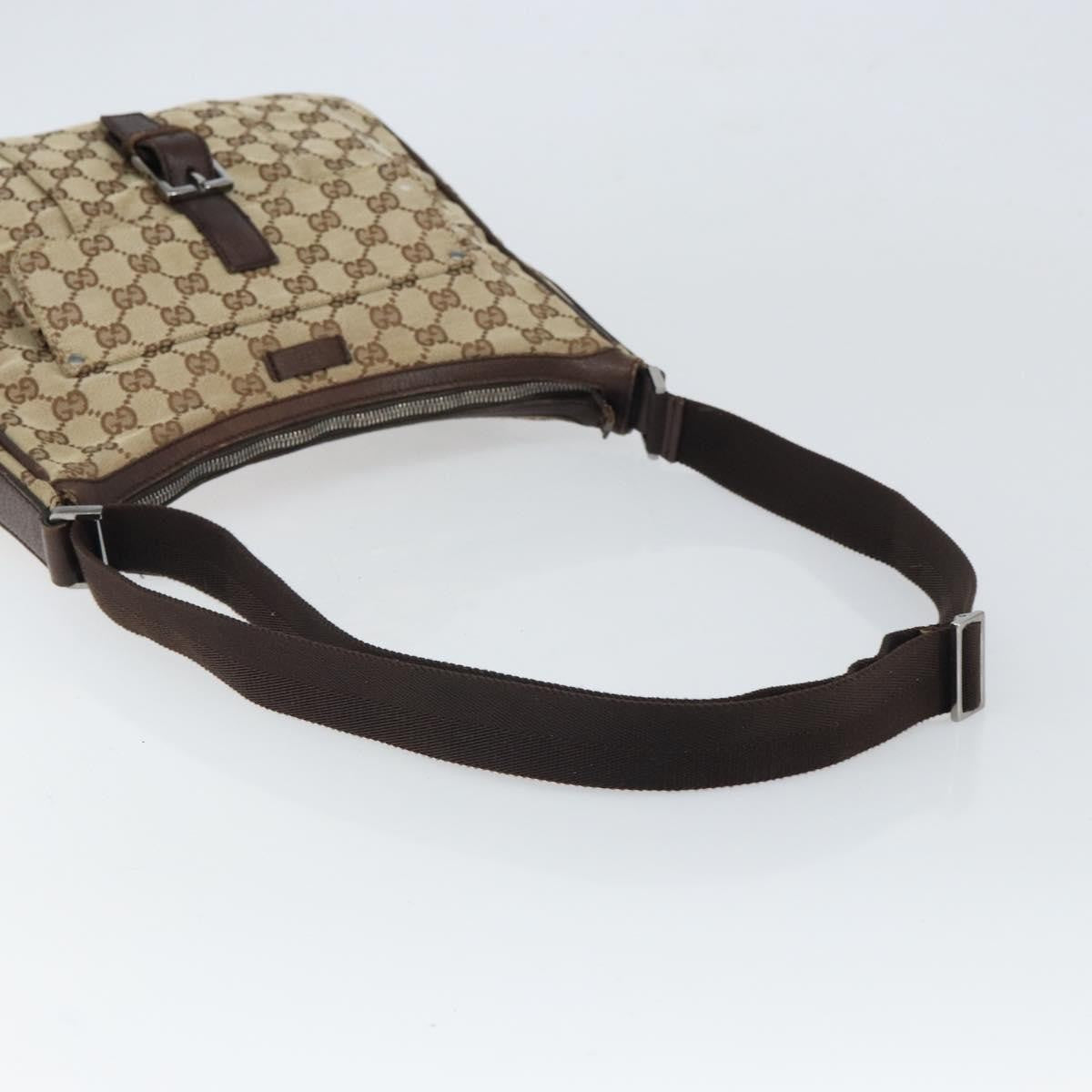 Gucci Vintage Shoulder Bag Gg Canvas And Leather Beige Canvas Shoulder Bag Bag (Pre-Owned)