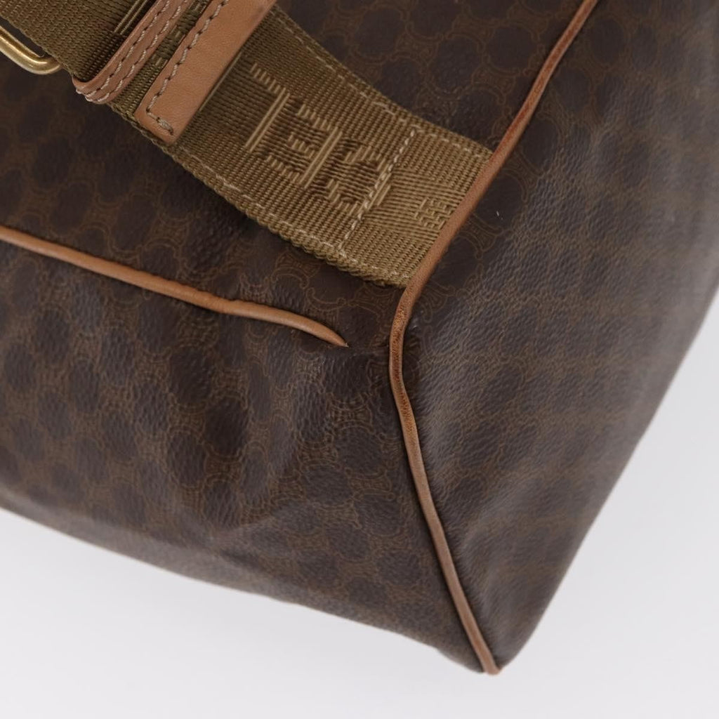 Celine Vintage Macadam Backpack Canvas And Leather Brown Canvas Backpack Bag