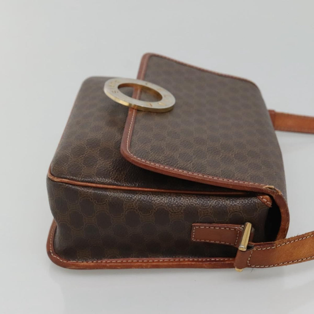 Celine Vintage Macadam Shoulder Bag Canvas And Leather Brown Canvas Shoulder Bag Bag