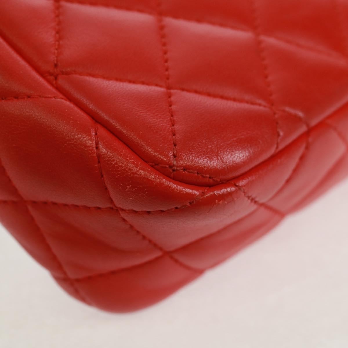Chanel Two Tone Flap Bag Quilted Lambskin Red Leather Shoulder Bag Bag