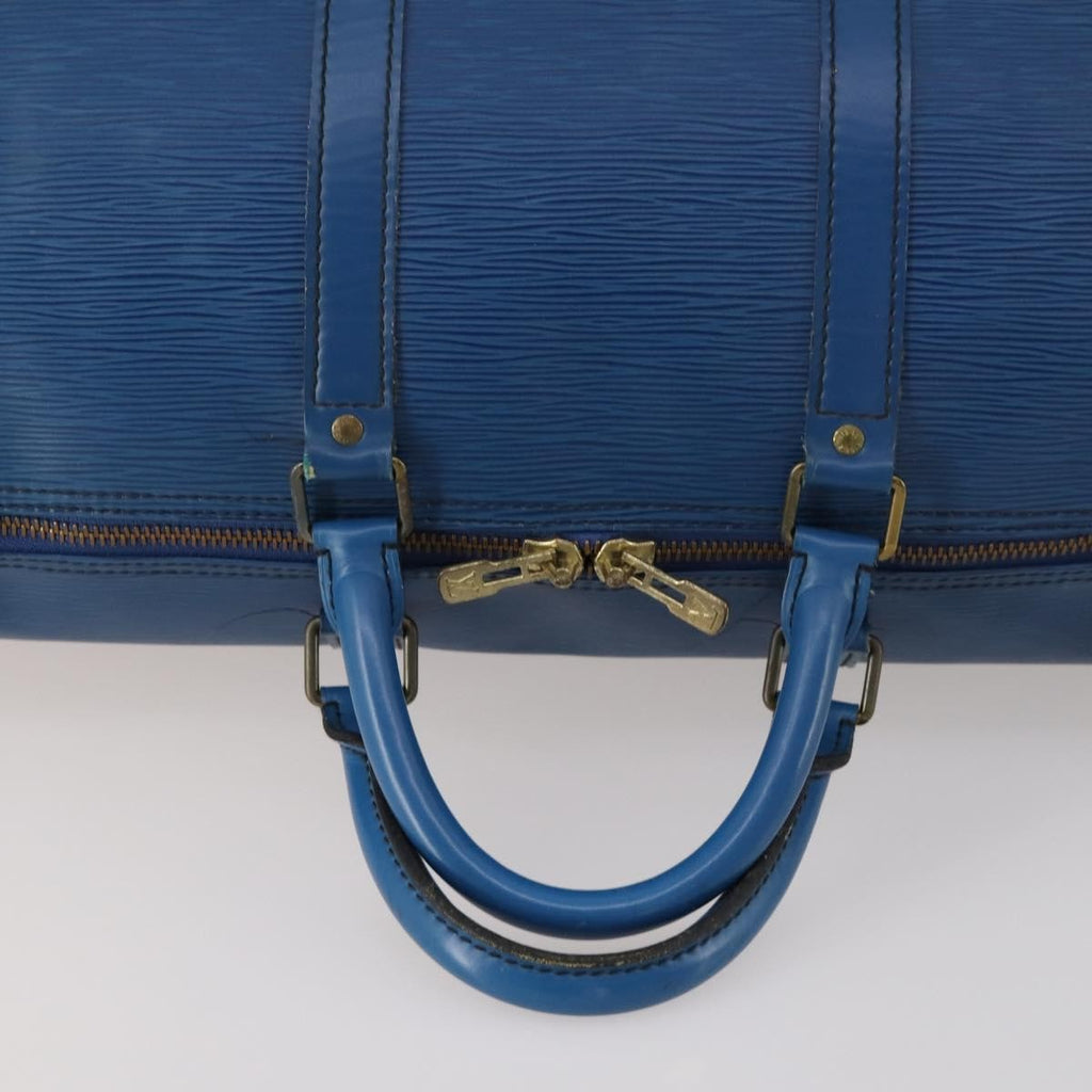 Louis Vuitton Keepall Bag Epi Leather Blue Leather Travel Bag