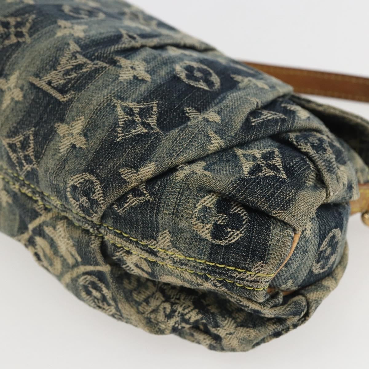 Louis Vuitton Pleaty Raye Handbag Striped Monogram Denim Blue Denim_Jeans Shoulder Bag