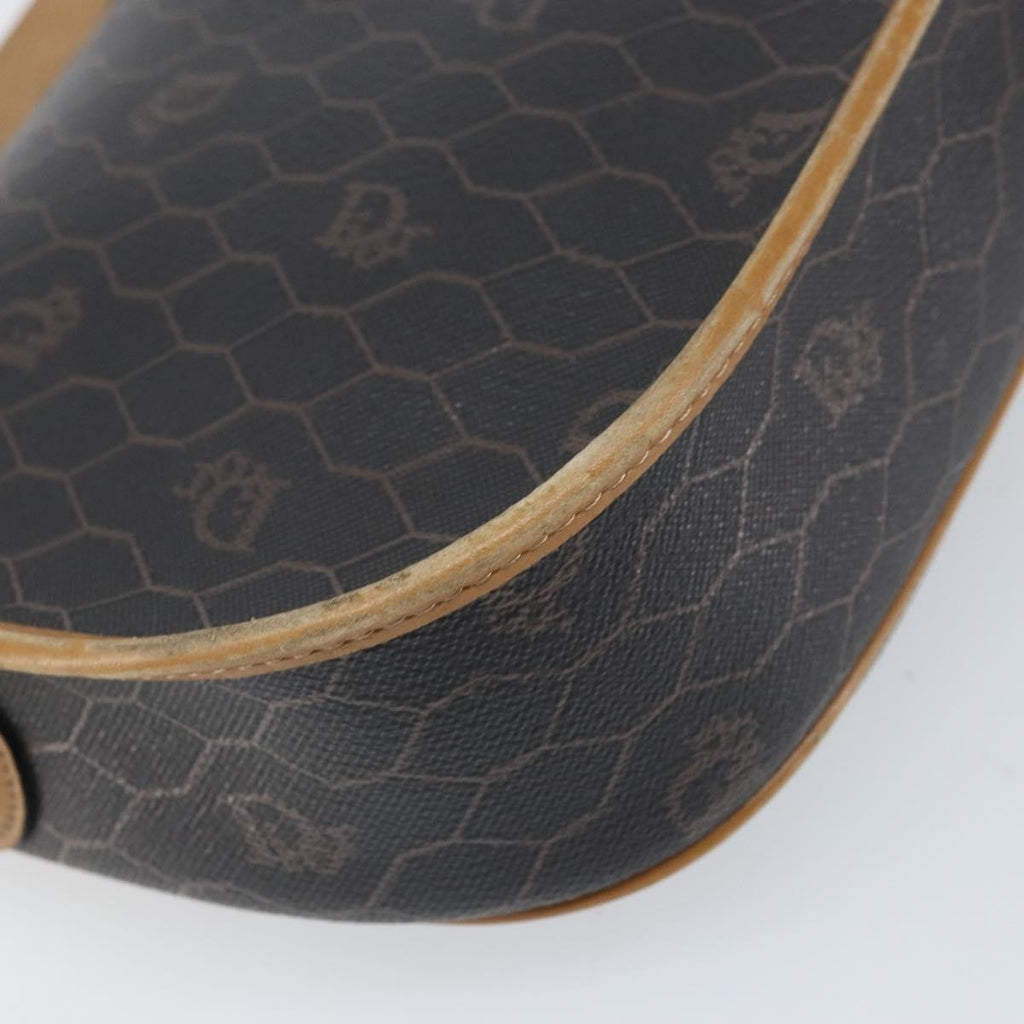 Christian Dior Vintage Honeycomb Shoulder Bag Canvas And Leather Black Canvas Shoulder Bag Bag (Pre-Owned)