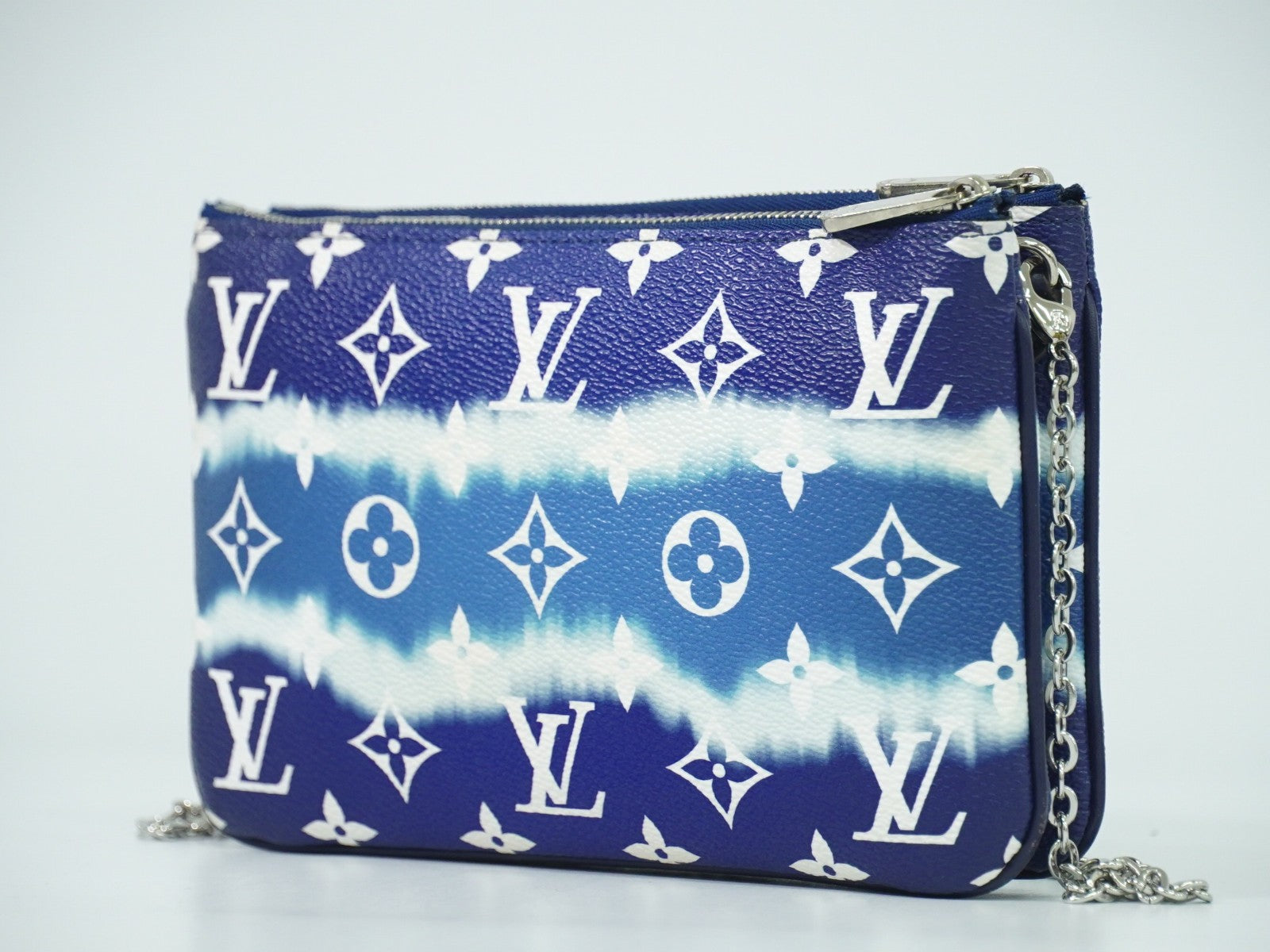 Louis Vuitton Double Zip Pochette Limited Edition Escale Monogram Giant Blue Canvas Shoulder Bag