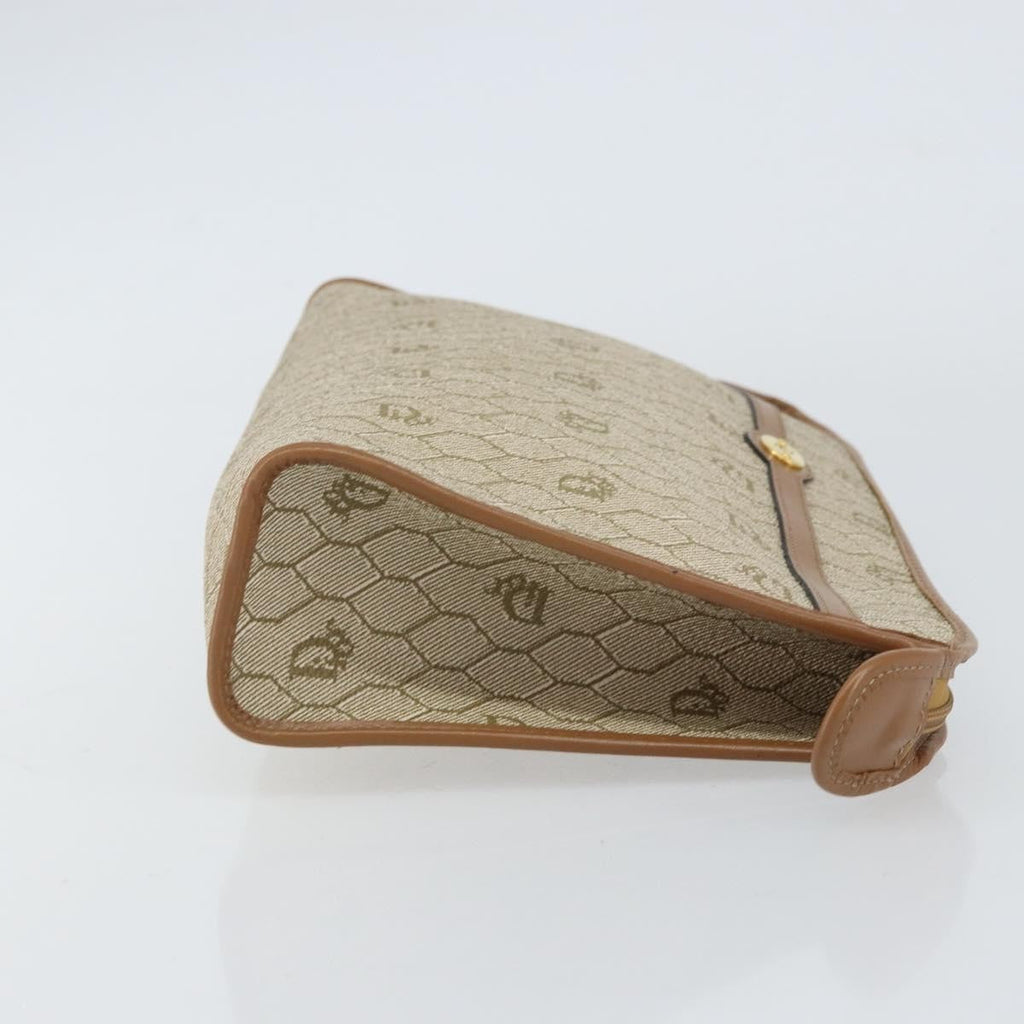 Christian Dior Vintage Honeycomb Zip Pouch Coated Canvas Beige Canvas Clutche & Pouche Bag (Pre-Owned)
