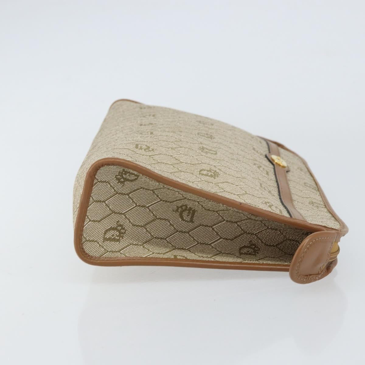 Christian Dior Vintage Honeycomb Zip Pouch Coated Canvas Beige Canvas Clutche & Pouche Bag (Pre-Owned)