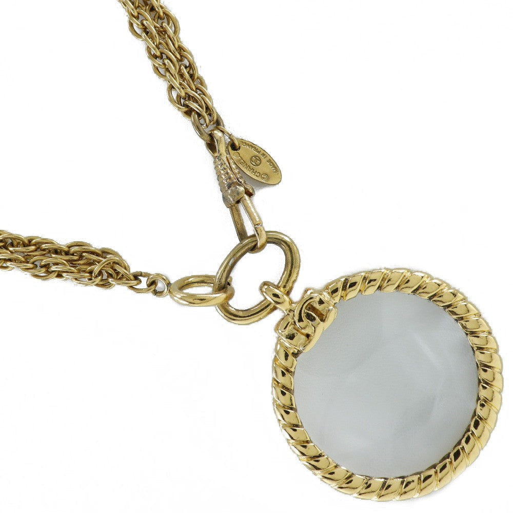 Chanel Vintage Double Cc Pendant Necklace Metal Gold Gold_Plated Jewelry