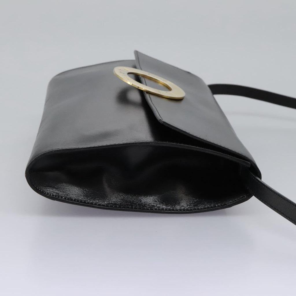 Celine Vintage Circle Logo Crossbody Bag Leather Black Leather Bag