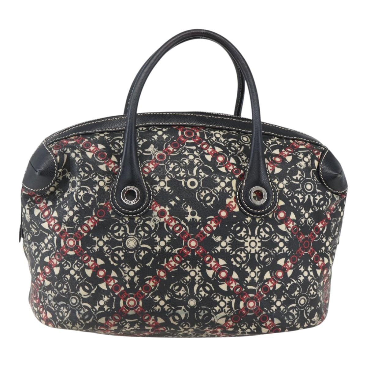 Chanel Optic Coco Bowler Bag Printed Coated Canvas With Caviar Black Pvc Travel Bag Bag