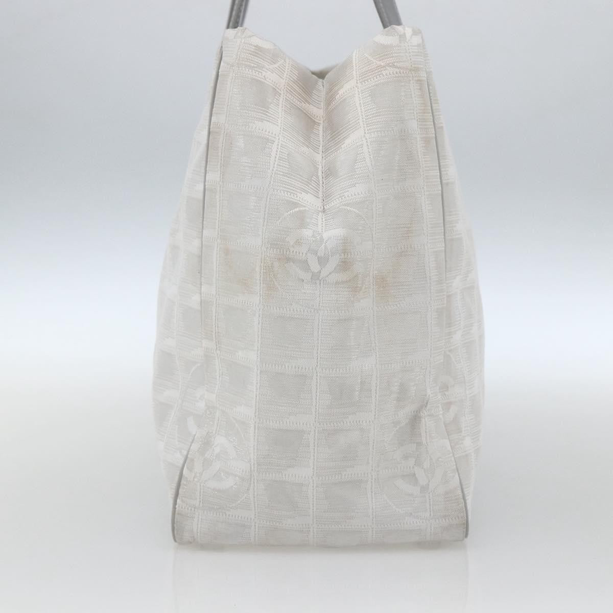 Chanel Travel Line Tote Nylon Silver Nylon Tote Bag Bag