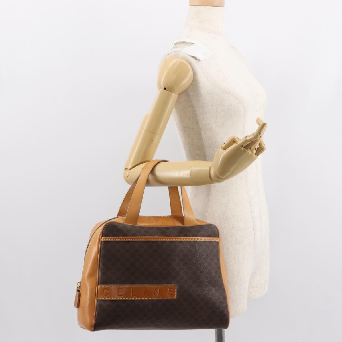 Celine Vintage Macadam Handbag Canvas And Leather Brown Canvas Handbag